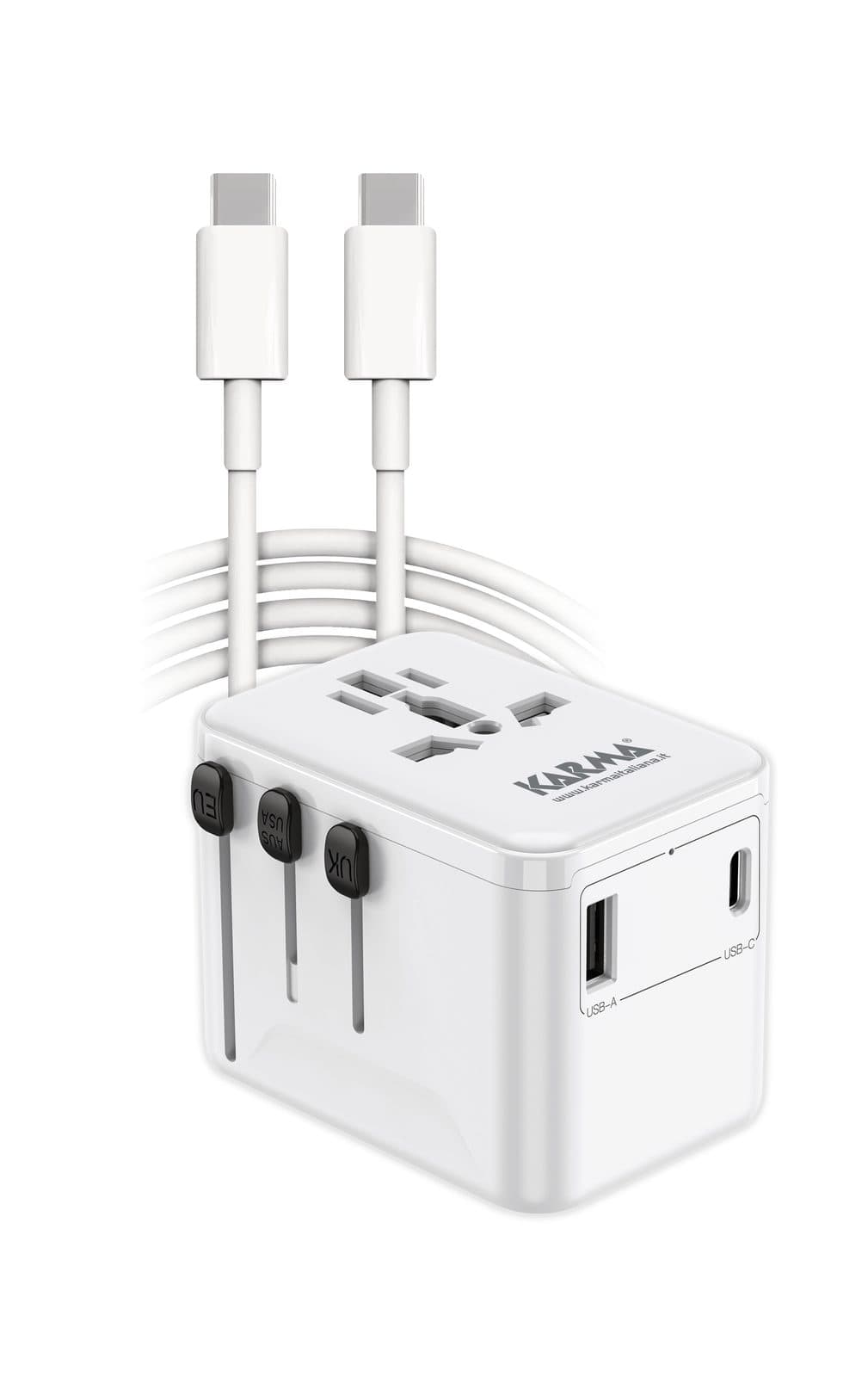 Adattatore da viaggio 2USB con cavo - Karma CC 9602USBC