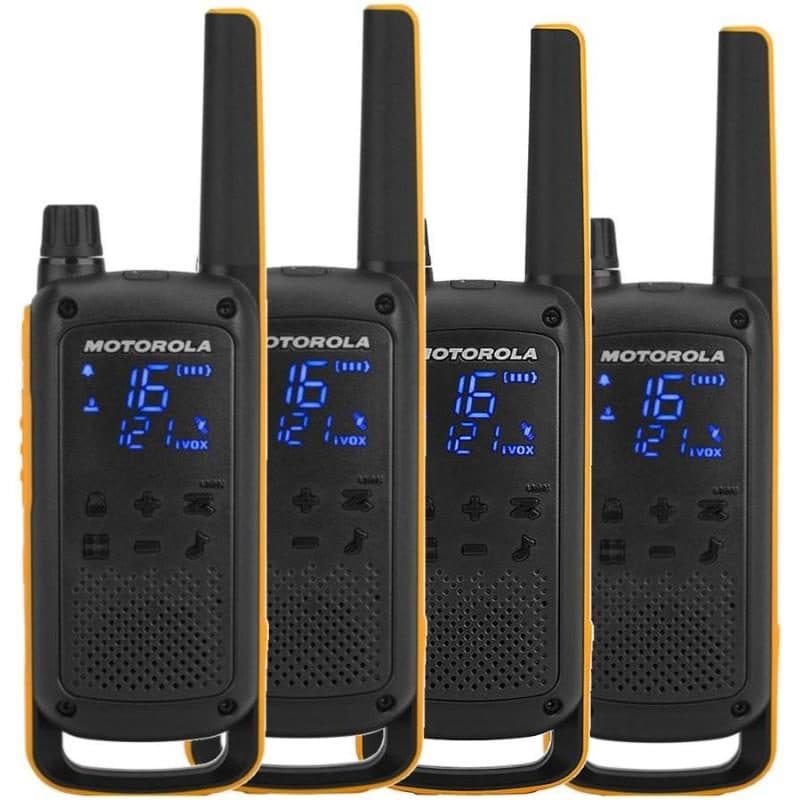 Walkie talkie 16 canali raggio 10.000mt confezione da 4 pezzi nero/arancio - Motorola T82 Extreme