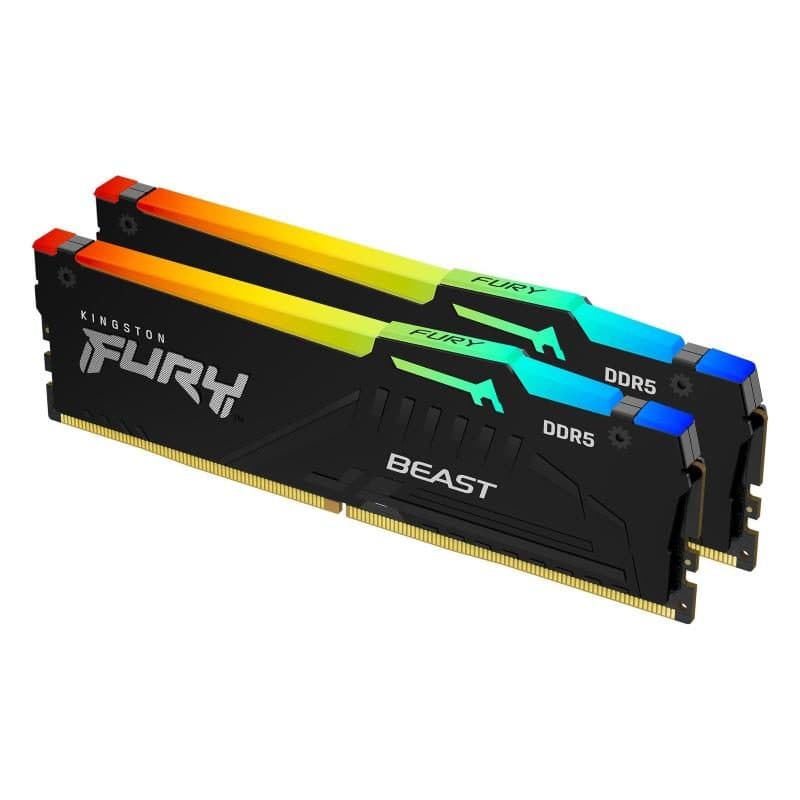 Kit memoria RAM 2x16GB (32GB totali) DDR5 5.600MHz DIMM CL36 EXPO nero - Kingston Fury Beast RGB