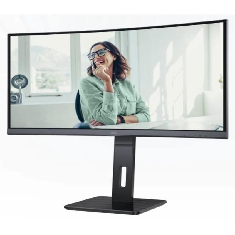 Monitor curvo WQHD 34 pollici 3440x1440 100 Hz regolabile in altezza USB-C 65 W PD RJ45 hub USB altoparlante nero - AOC CU34P3CV