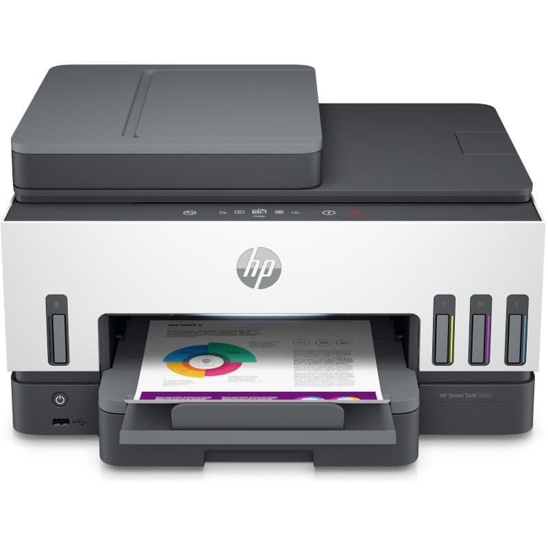 Stampante multifunzione A4 a serbatoio con fronte/retro, scansione, copia, fax, Wi-Fi, grigia - HP Smart Tank 7605