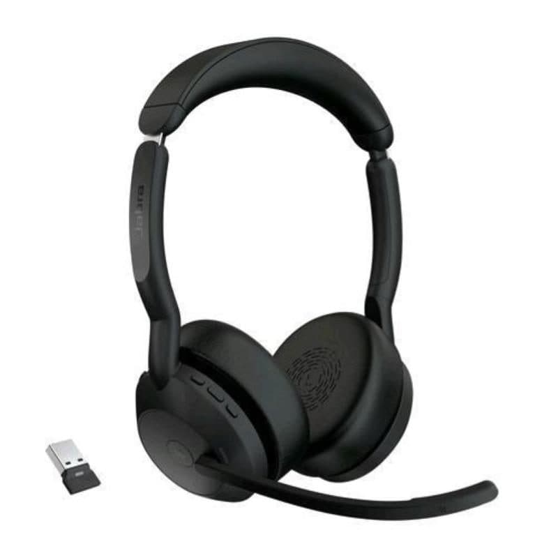 Cuffie con microfono on-ear wireless Bluetooth con eliminazione attiva del rumore e Jabra Air Comfort nero - Jabra Evolve2 55