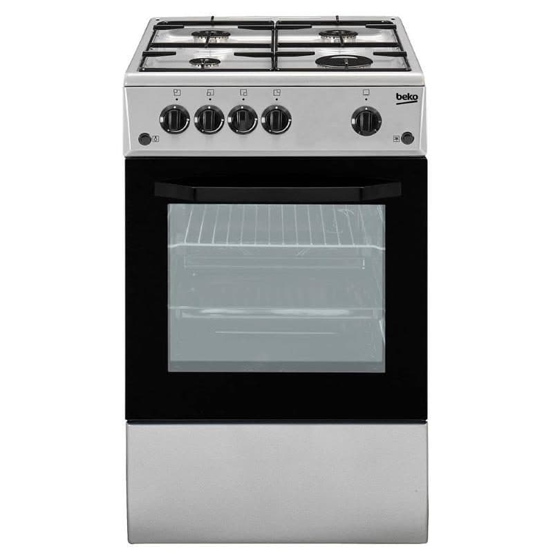 Cucina a gas con forno elettrico e grill 4 fuochi 54 litri classe energetica A 50 cm argento - Beko CSS42014FS
