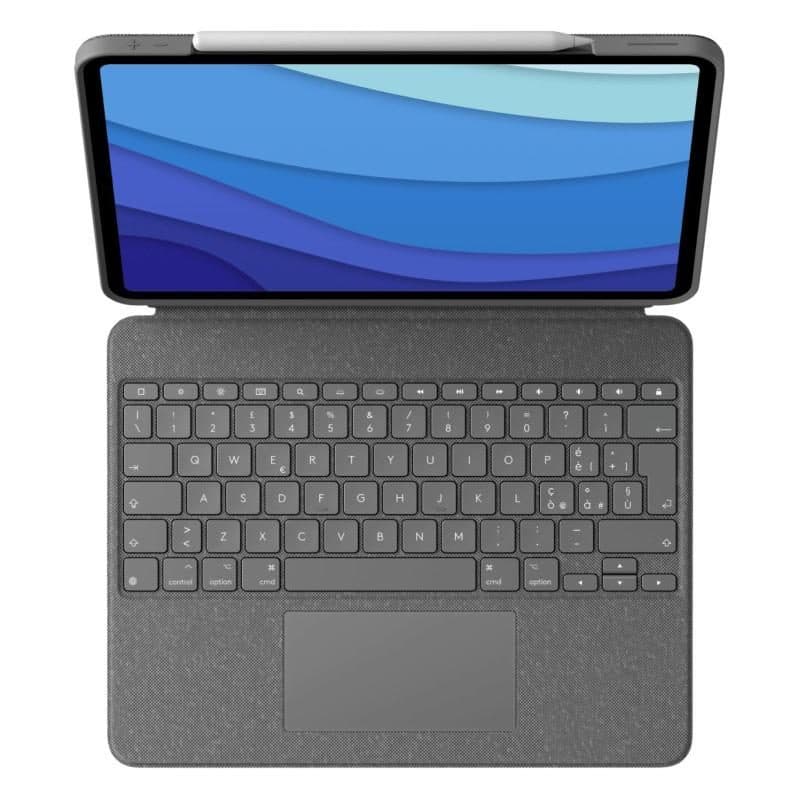 Custodia con tastiera QWERTY per Apple iPad Pro 12,9 con Apple Smart Connector grigio - Logitech Combo Touch