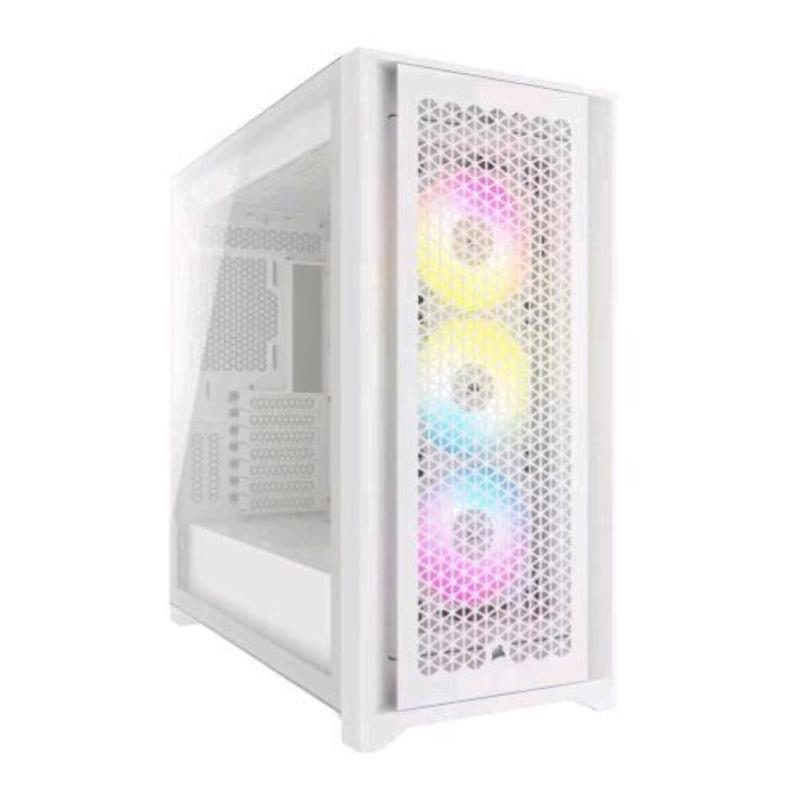 Case mid tower ATX vetro temperato 3 ventole AF120 mm RGB 1 x USB-C 3.2 2 x USB-A 3.2 bianco - Corsair iCUE 5000D RGB Airflow