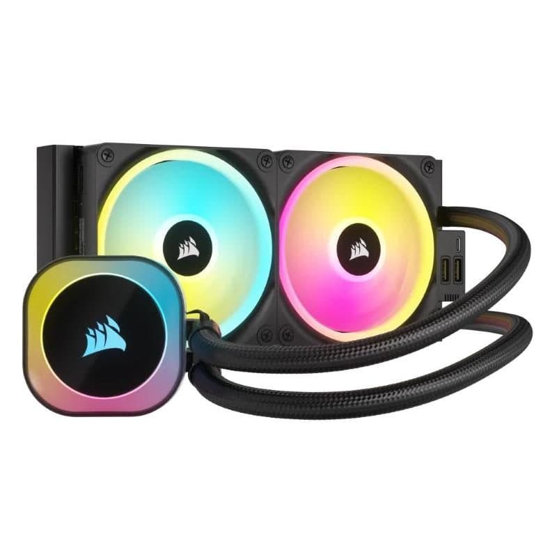 Dissipatore a liquido AIO per CPU 240 mm 2 ventole QX120 RGB LGA 1700 AMD AM5 nero - Corsair iCUE LINK H100i RGB