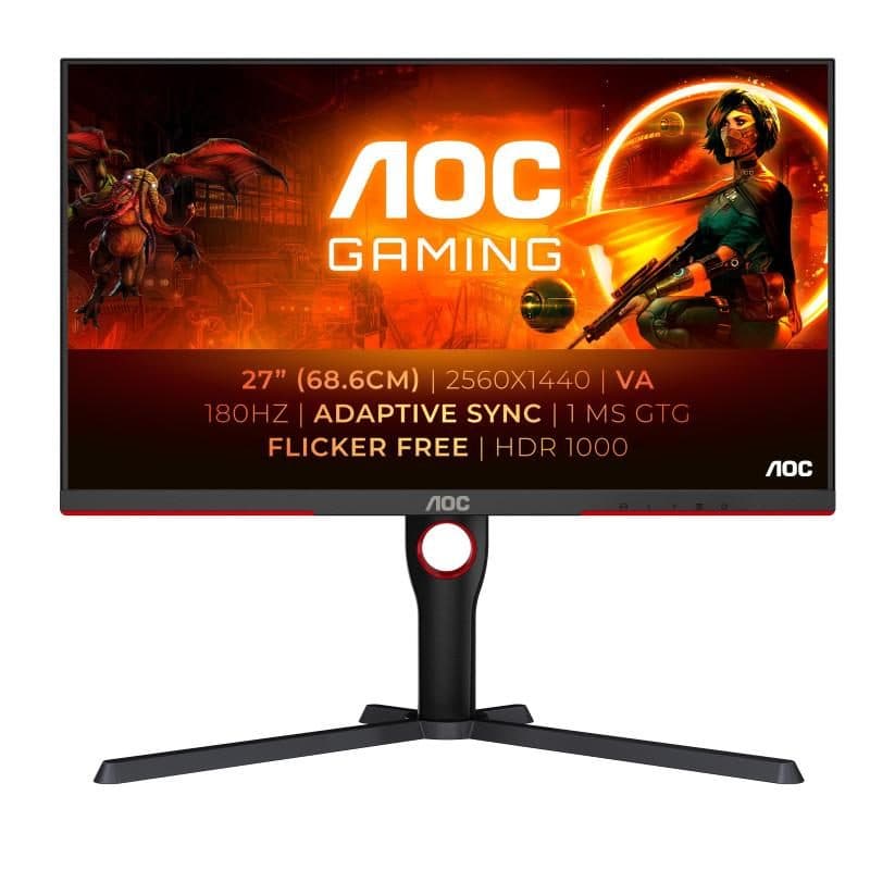 Monitor 27 pollici LED VA 2K Ultra HD HDR 16:9 contrasto 4.000:1 2 x HDMI 1 x DisplayPort nero - AOC G3