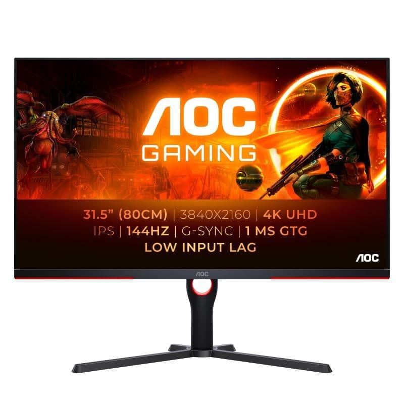 Monitor 31,5 pollici LED IPS 4K Ultra HD HDR 400 NVIDIA G-Sync 16:9 1.000:1 2 x HDMI 2 x DisplayPort nero/rosso - AOC G3