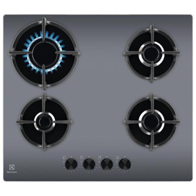 Piano cottura a gas 60 cm 4 fuochi con piano in vetro grigio - Electrolux EGG64272M