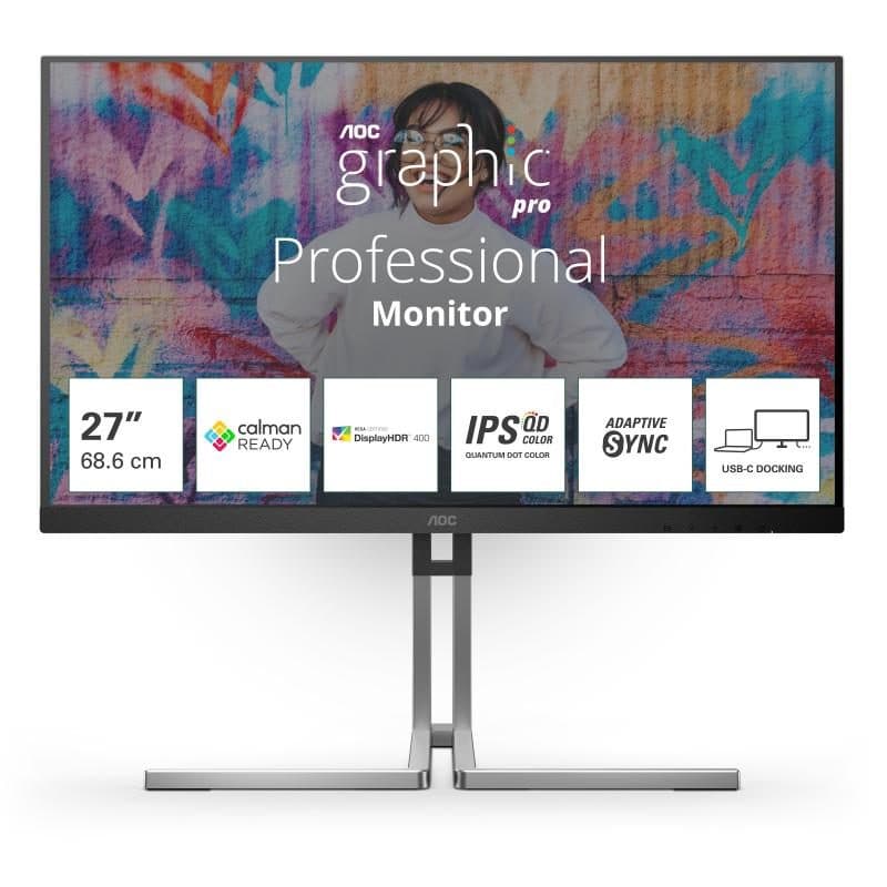Monitor PC 27 pollici 2560x1440 pixel LCD nero - AOC Q27U3CV