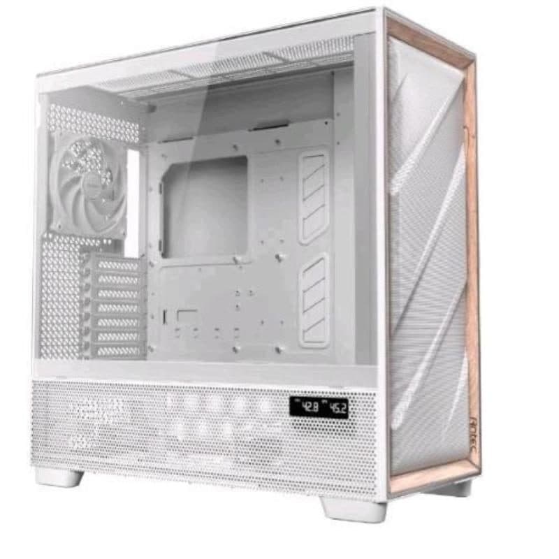Case full tower E-ATX/ATX/micro-ATX/ITX con inserti in legno di betulla e pannello laterale trasparente bianco - Antec Flux Pro