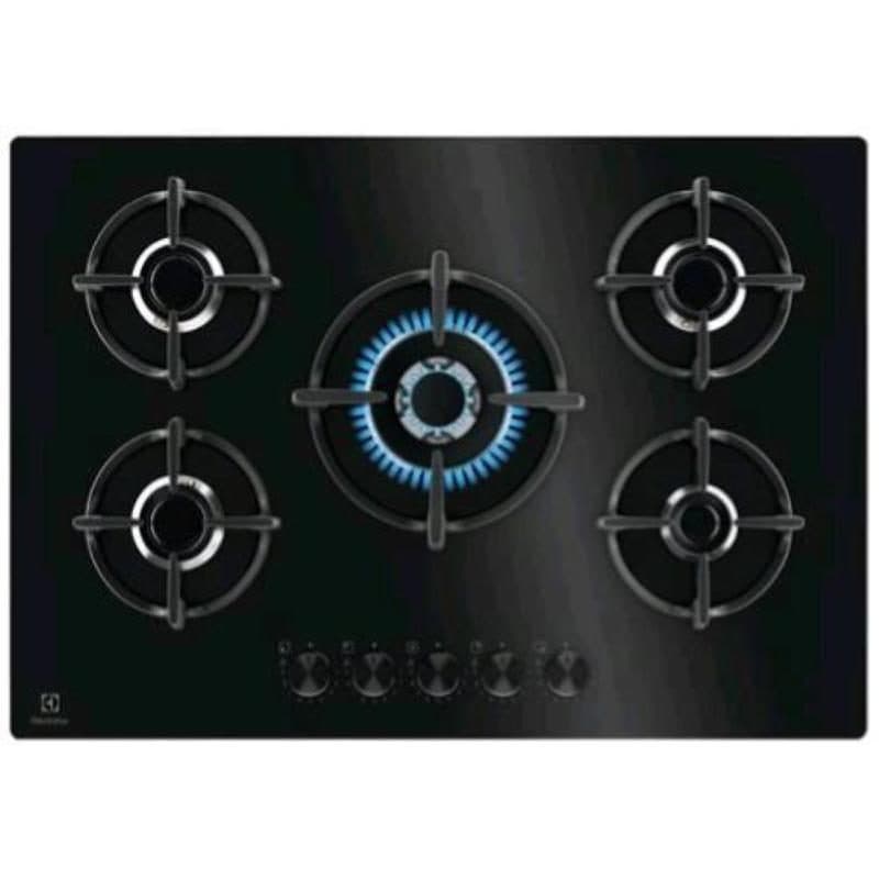 Piano cottura a gas 5 fuochi 75 cm vetro nero - Electrolux Serie 600 EGG75372K