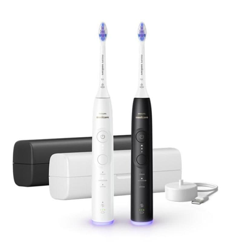 Spazzolino elettrico ricaricabile Sonicare 6500, 3 livelli di intensità, confezione da 2 pezzi, bianco/nero - Philips HX7419/01