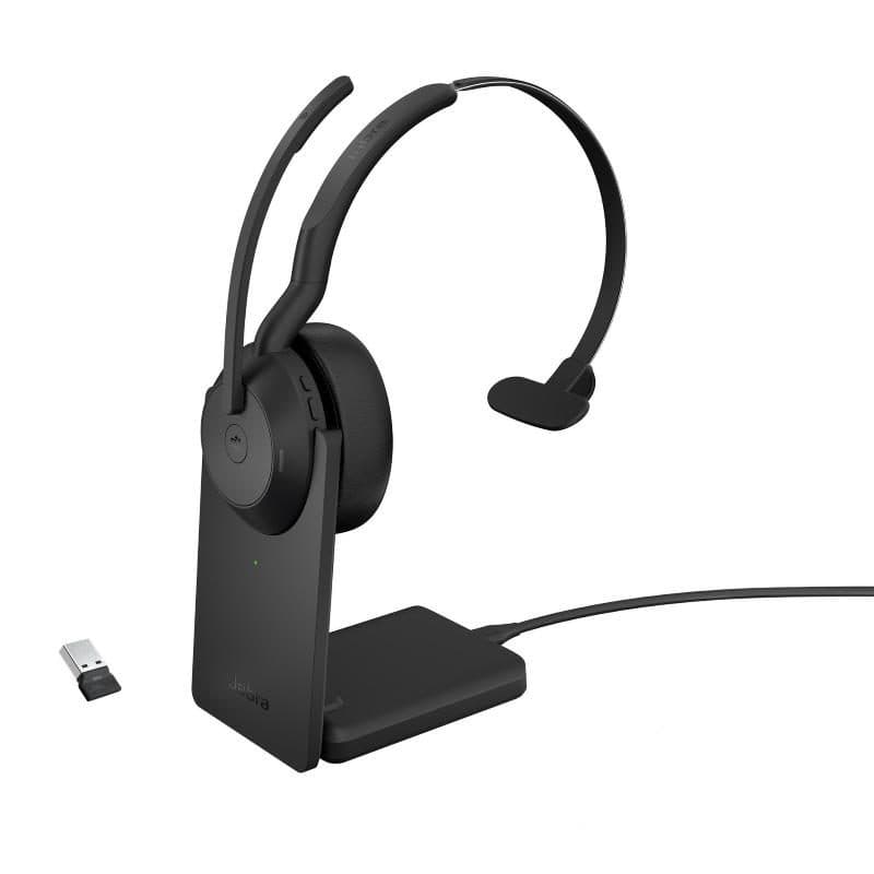 Cuffia auricolare cablata e wireless a padiglione per ufficio, Bluetooth, base di ricarica, nero - Jabra 25599-899-989