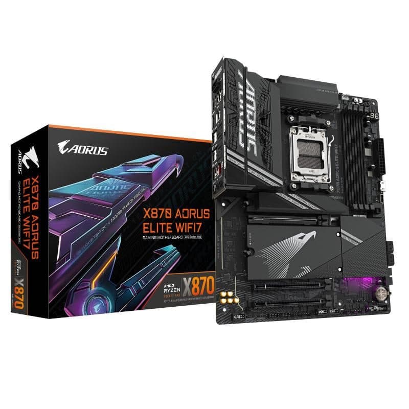 Scheda madre per CPU AMD Ryzen 9000, 16+2+2 fasi VRM, DDR5 fino a 8000MHz, Wi-Fi 7, LAN 2.5GbE - Gigabyte X870 Aorus Elite WiFi7