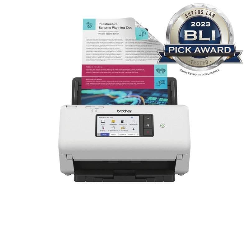 Scanner documentale A4 dual CIS 40 ppm/80 ipm 600x600 dpi, ADF 80 fogli, USB, LAN, Wi-Fi, touch - Brother ADS-4700W