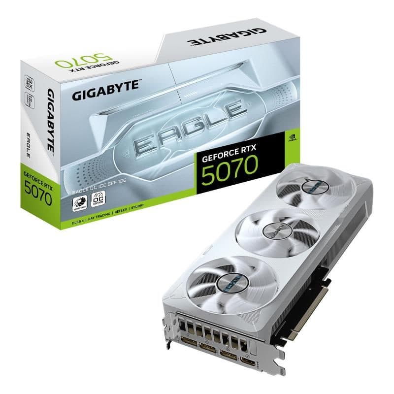 Scheda grafica 12GB GDDR7 DLSS 4 triple fan PCIe x16 5.0, 1 x HDMI, 3 x DP - Gigabyte GeForce RTX 5070 Eagle OC Ice SFF 12G