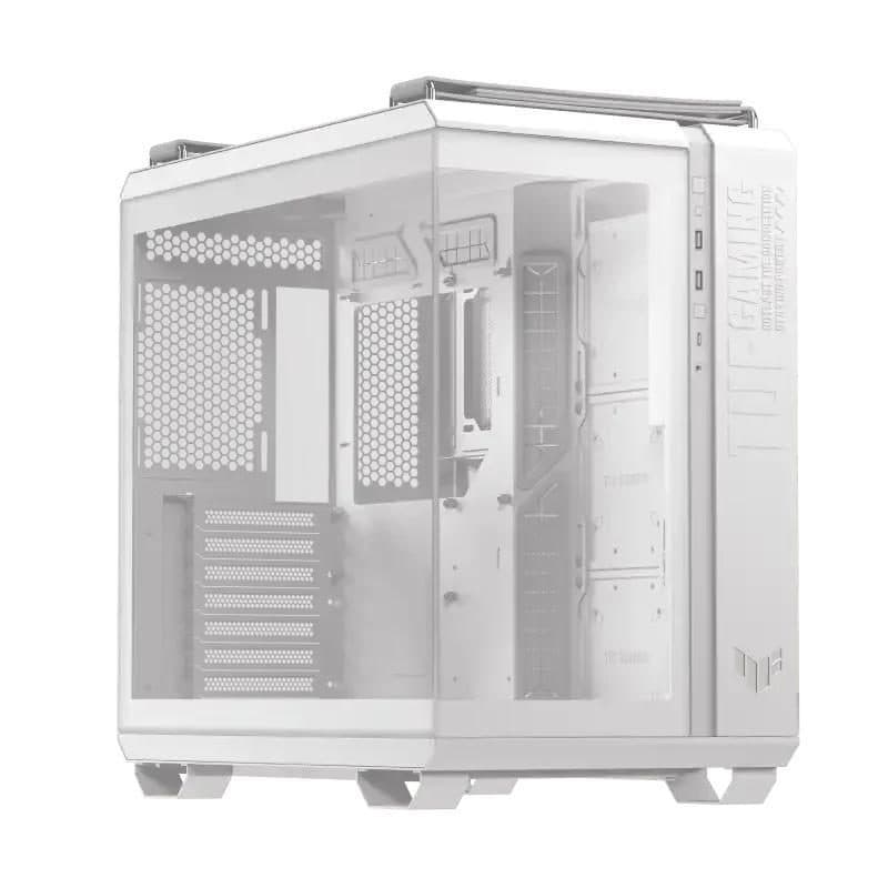 Case a doppia camera con design panoramico e pannello in vetro, 4 ventole ARGB, bianco - ASUS TUF Gaming GT502 Horizon TG ARGB