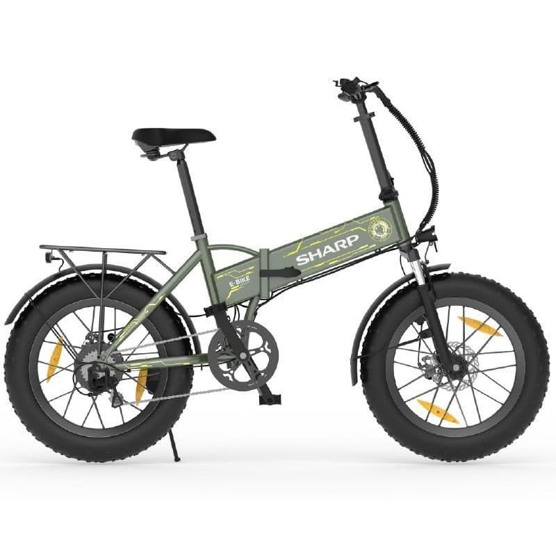 Bicicletta elettrica pieghevole fat bike giallo/verde ruote 20x4 motore 250 W batteria 36V 10Ah - Sharp Bilbao BK-FS08E-GY