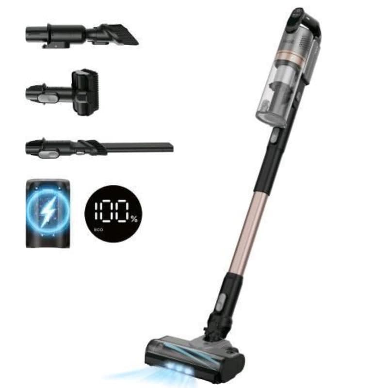 Scopa elettrica senza filo e senza sacco con spazzola multi superficie e luce LED nero/oro - Levoit LCAV 300 Plus