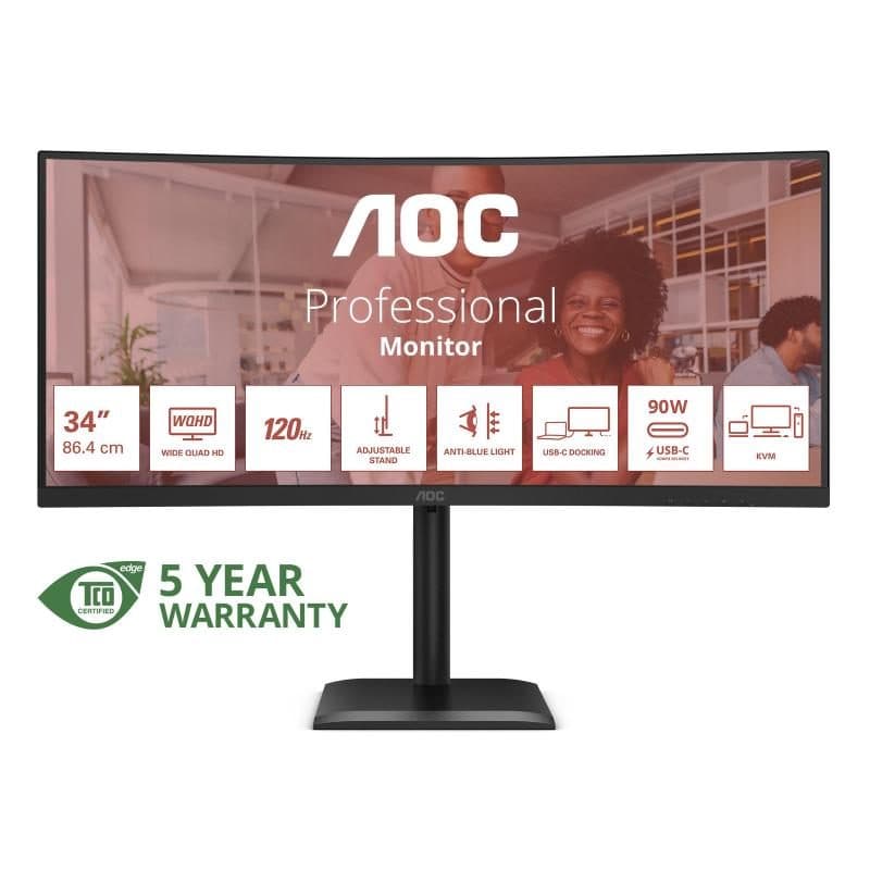 Monitor 34 pollici 3440 x 1440 120 Hz regolabile in altezza USB-C - AOC