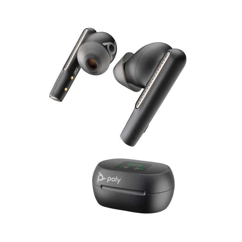 Auricolari nero fumo con adattatore BT700 USB-C e custodia di ricarica touchscreen - Poly Voyager Free 60+ UC