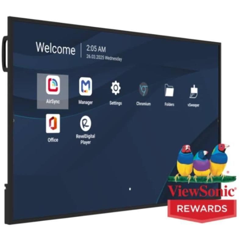 Monitor professionale UHD 4K 500 nit 8GB 32GB Android 14 24/7 DVI HDMI VESA Power Delivery 65 W - ViewSonic 75DS