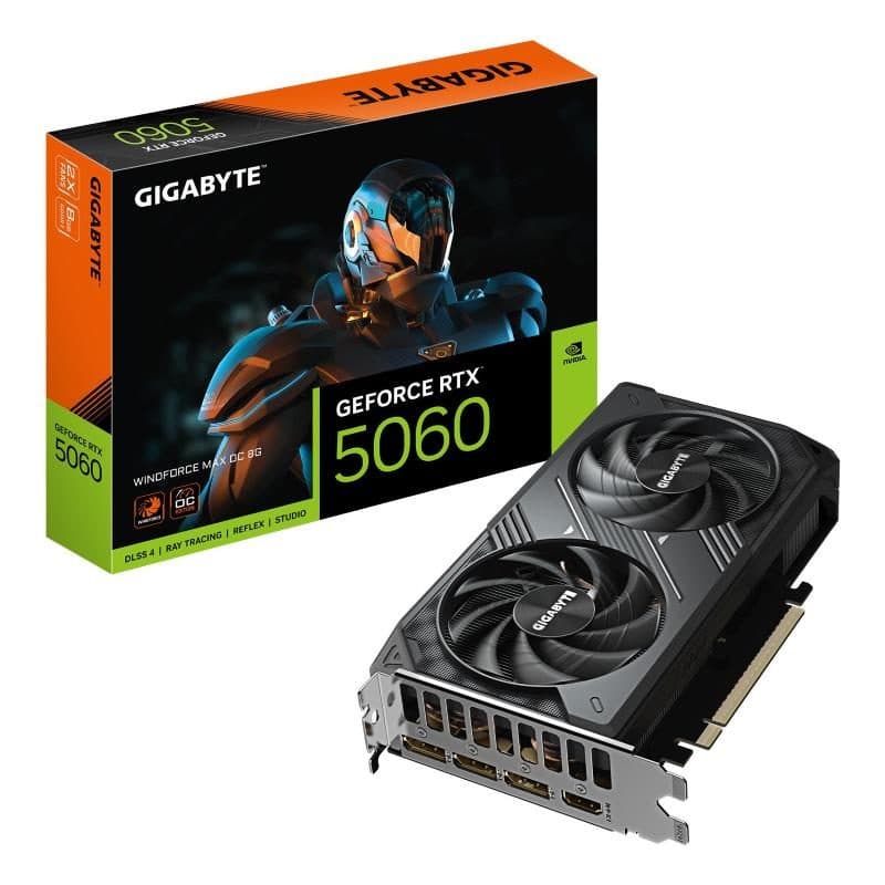 Scheda video RTX 5060 Windforce 8GB GDDR7 HDMI DisplayPort - Gigabyte GV-N5060WF2MAX OC-8GD