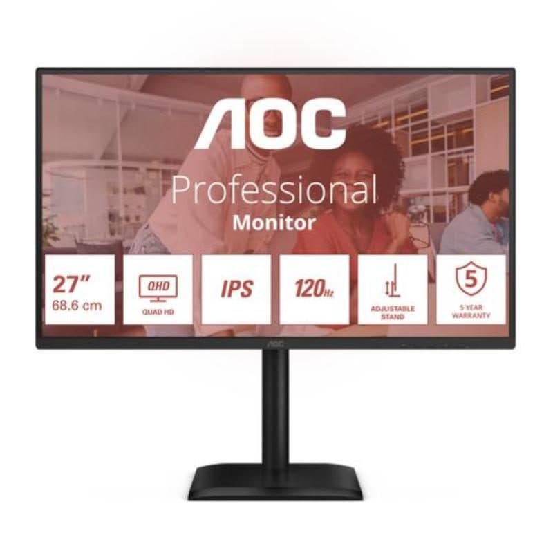 Monitor 27 pollici LED IPS QHD 16:9 4 ms 120 Hz 350 cd/m² pivot DP HDMI multimediale - AOC