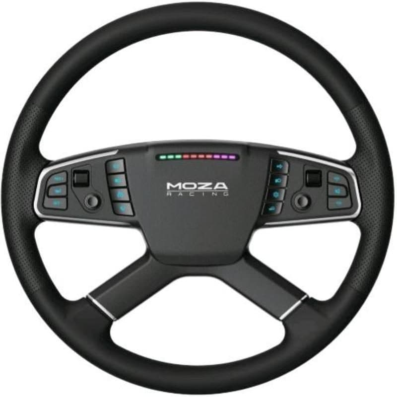 Volante per PC RGB diametro 400 mm telaio in alluminio rivestito in ecopelle nero - Moza Racing Truck Wheel
