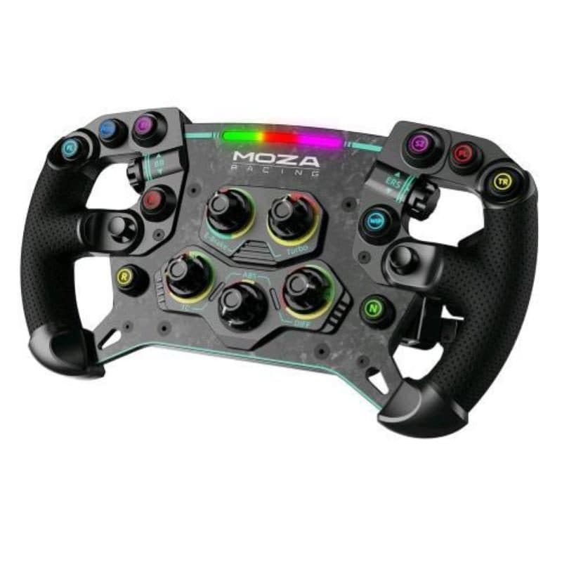 Volante scocca in fibra di carbonio pulsanti programmabili indicatore cambio marcia RGB - Moza Racing GS V2P