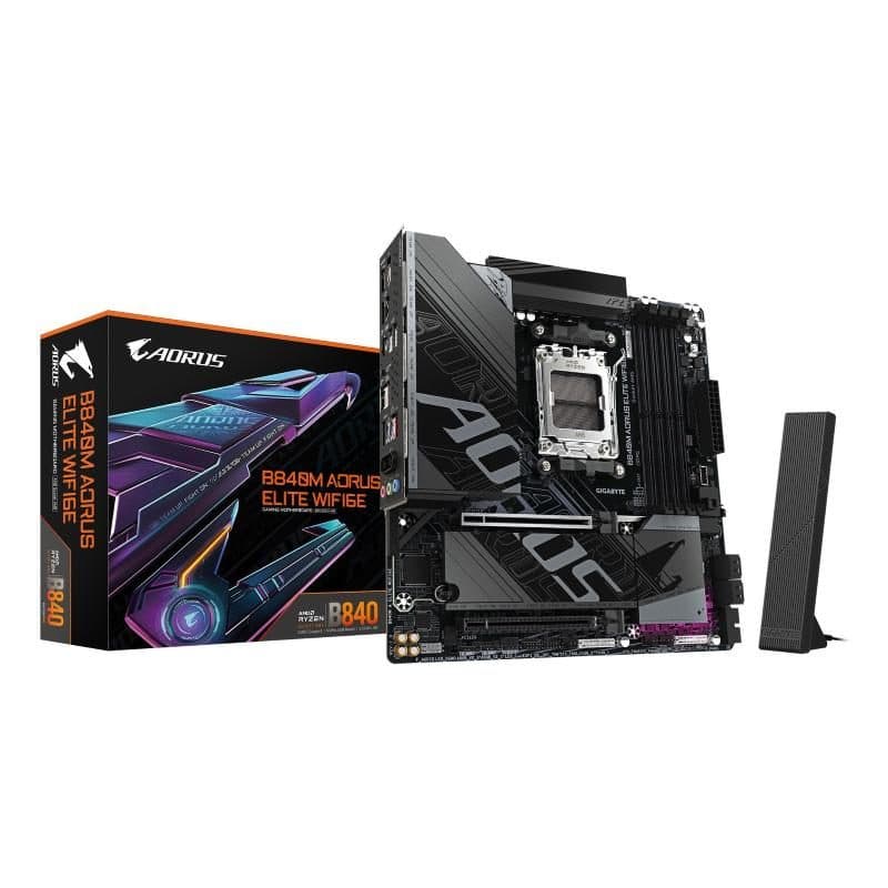 Scheda madre per AMD Ryzen 9000 VRM 10+2+2 fasi DDR5 fino a 8200 MHz OC 2 M.2 Wi-Fi 6E - Gigabyte B840M Aorus Elite