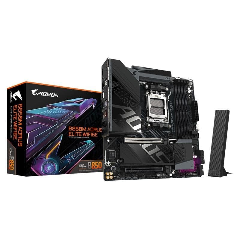 Scheda madre per AMD Ryzen serie 9000 VRM digitale 12+2+2 fasi DDR5 fino a 8200 MHz Wi-Fi 6E - Gigabyte B850M Aorus Elite