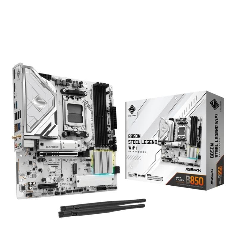 Scheda madre micro ATX socket AM5 chipset AMD B850 Wi-Fi - ASRock B850M Steel Legend WiFi