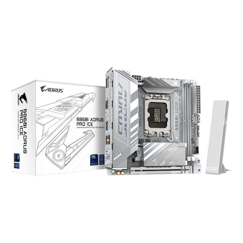 Scheda madre per Intel Core Ultra VRM 8+1+2+1 fasi DDR5 fino a 9200 MHz - Gigabyte B860I Aorus Pro Ice
