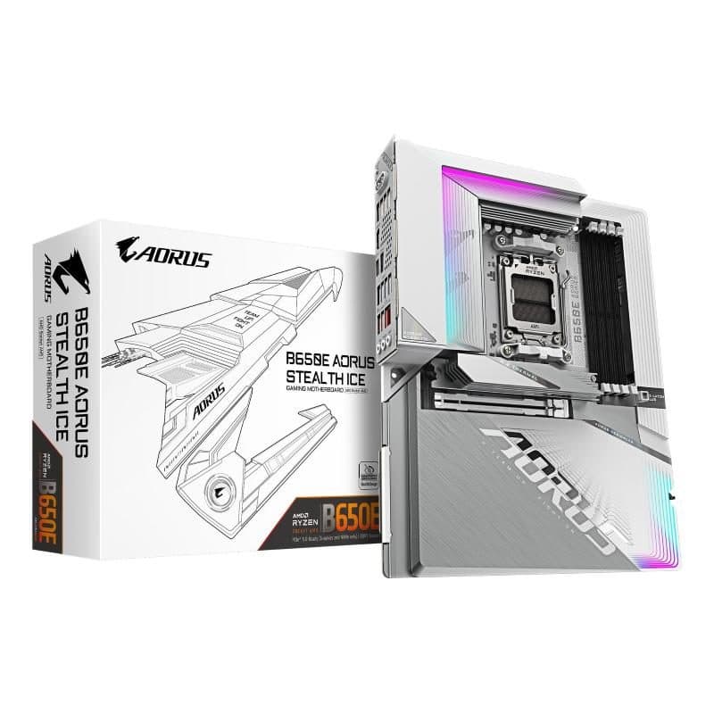 Scheda madre per AMD Ryzen serie 9000, VRM 12+2+2 fasi, DDR5 fino a 8000MHz (OC) - Gigabyte B650E Aorus Stealth Ice