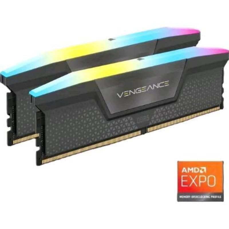 Memoria RAM DIMM kit 16GB 2x8GB DDR5 6.000 MHz CL36 XMP EXPO grigio - Corsair Vengeance RGB