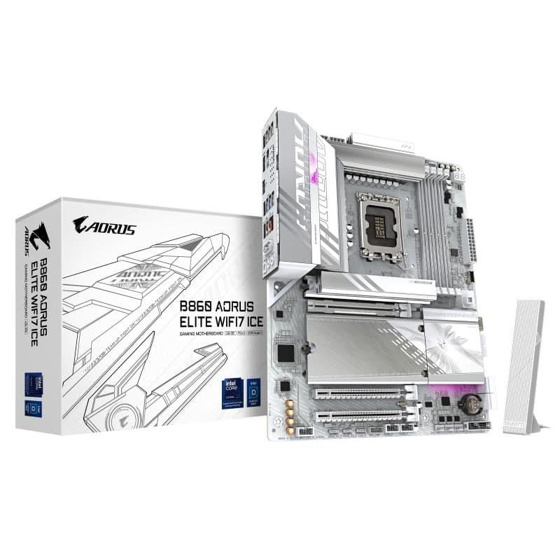 Scheda madre per CPU Intel Core Ultra VRM 14+1+2+1 fasi DDR5 fino a 9200MHz PCIe 5.0 - Gigabyte B860 Aorus Elite WiFi7 Ice