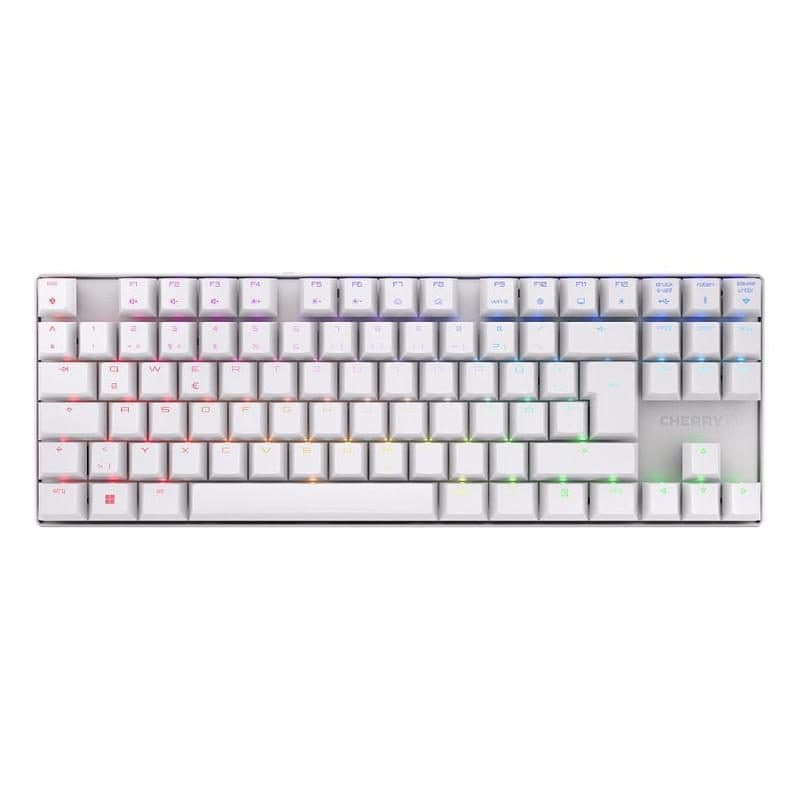 Tastiera gaming TKL wireless RGB USB + RF wireless + Bluetooth layout QWERTZ tedesco bianco - Cherry MX 8.2