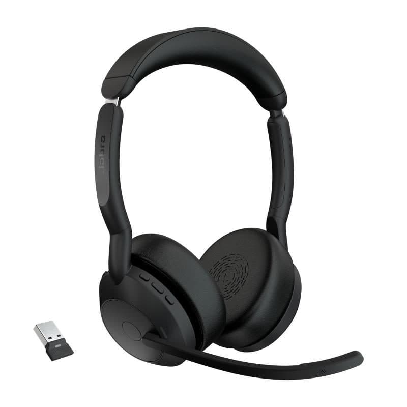 Cuffia con microfono wireless Bluetooth a padiglione per ufficio con base di ricarica nero - Jabra 25599-989-999