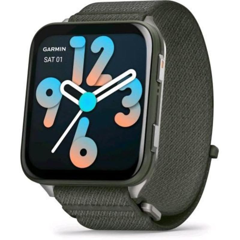 Smartwatch AMOLED 2 pollici cassa ultra sottile 8 mm torcia LED GPS cinturino in nylon ComfortFit Moss - Garmin Venu X1