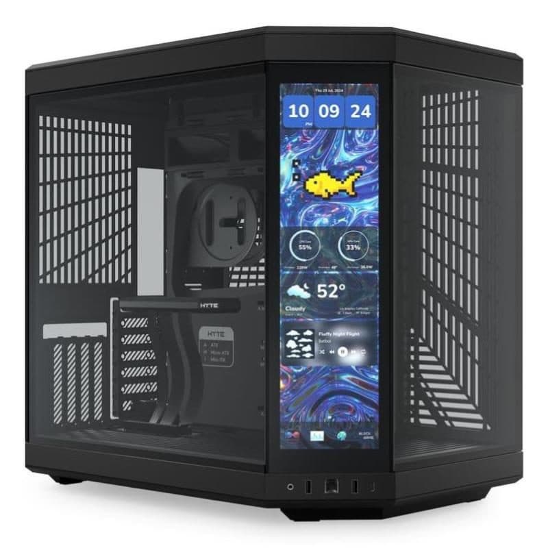 Case midi tower display IPS touch 2.5K vetro temperato senza alimentatore Pitch Black - Hyte Y70 Touch Infinite