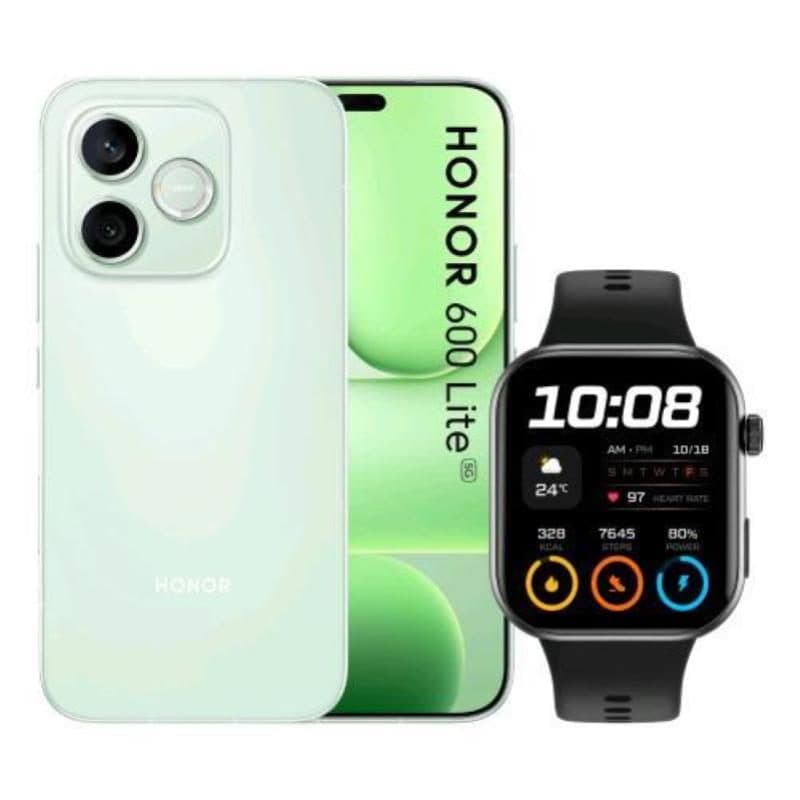 Smartphone 5G dual SIM 6.6 pollici 256GB RAM 8GB Sprout Green + smartwatch Watch 2i nero - Honor 600 Lite
