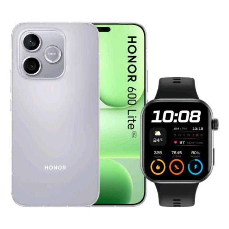 Smartphone 5G dual SIM 6.6 pollici 256GB RAM 8GB Velvet Grey + smartwatch Watch 2i nero - Honor 600 Lite