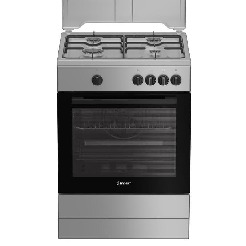Cucina a gas 4 bruciatori con forno a gas 64 L 60x60 cm inox - Indesit I6GGKMS