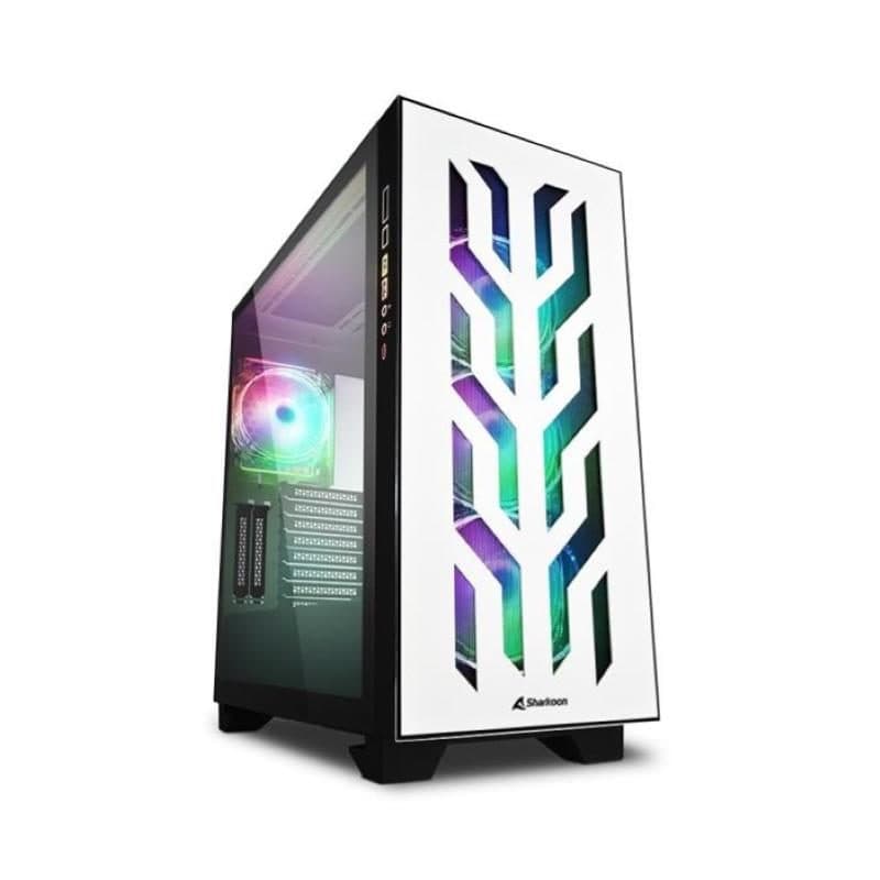 Case midi ATX/E-ATX/micro ATX/mini-ITX con pannello in vetro temperato 2 USB 3.0 4 ventole RGB 120mm bianco - Sharkoon CA300T