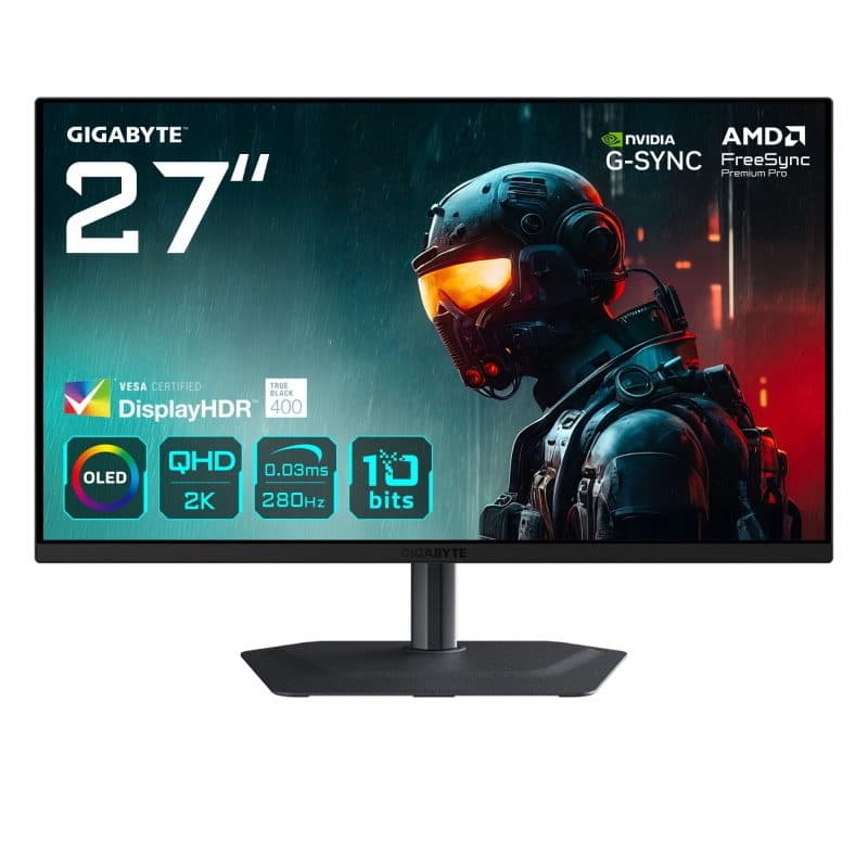 Monitor gaming OLED 27 pollici QHD 2560 x 1440 280 Hz 0,03 ms 250 cd/m² FreeSync Premium Pro DisplayHDR - Gigabyte MO27Q2A
