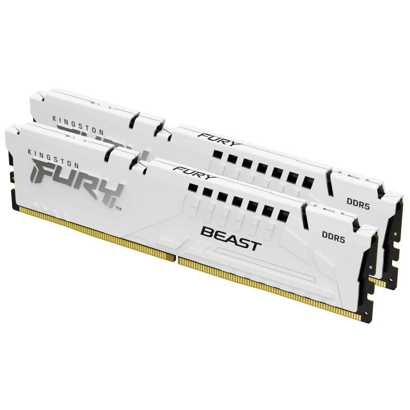 Kit memoria RAM 32GB (2 moduli) DDR5 6000MT/s CL36 DIMM EXPO bianco - Kingston Fury Beast