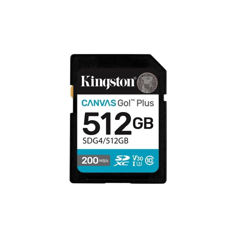 Scheda SDXC 512GB 200 MB/s C10 UHS-I U3 V30 - Kingston Canvas Go! Plus Gen4
