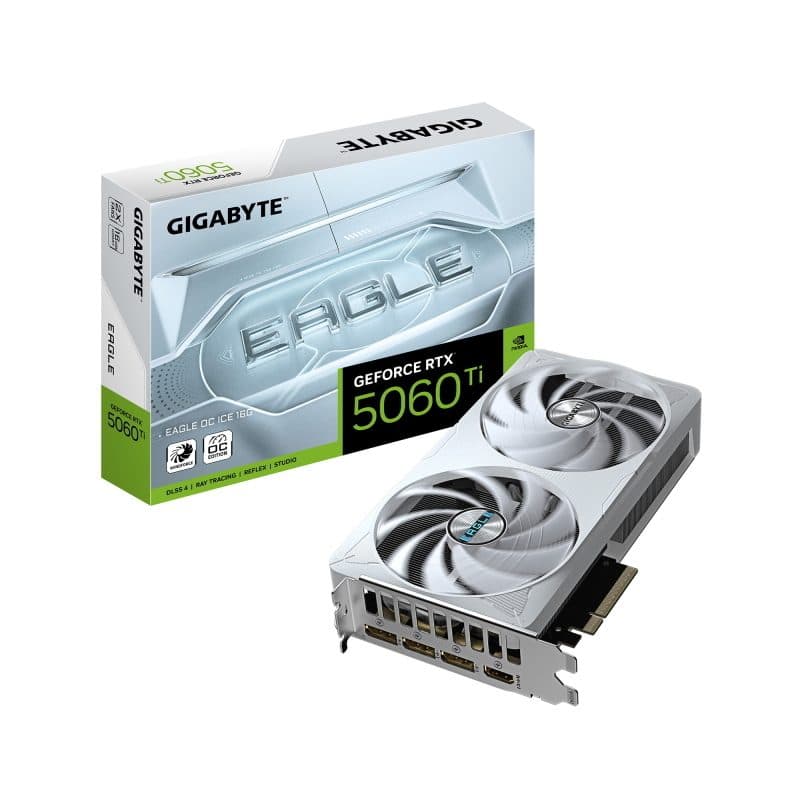 Scheda grafica 16GB GDDR7 128 bit PCIe 5.0, frequenza core 2617 MHz - Gigabyte GeForce RTX 5060 Ti Eagle OC Ice 16G